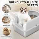 Prodigen Extra Large Stainless Steel Cat Litter Box with Lid High Wall Sides Enclosure, Non-Sticky, Anti-Leakage, Easy Cleaning with Cat Mat & Metal Scoop, 24" L x 16" W x 12" H, 2 Pack