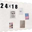 Scalloped Felt Bulletin Board 24 x 18 Inches Foldable Camel Pin Cork Board Alternative for Wall, 2' x 1.5' Trifold Picture Vision Self Adhesive Bulletin Decorative (Beige)