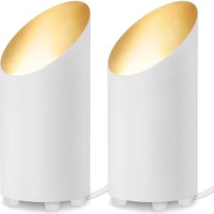 SUNVIE 2 Pack Uplighting Indoor Floor Can Light, 5W Up Lights with 2700K LED GU10 Bulbs, Uplights Floor Spot Lights Indoor for Home Accent Lighting, 5.9 FT Plug Cord & Foot Switch (White)