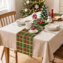 3 x Artscope Buffalo Plaid Christmas Table Runner, Xmas Winter Holiday Kitchen Dining Table Decoration for Christmas Home Party Decor 13x108 Inch-Green