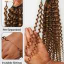 BEEOS Kinky Curly Crochet Human Hair 18 Inch, Pre-Separated Knotless Feather Crochet Hair for Black Women, Reusable Invisible String #30 Auburn Ginger 40g