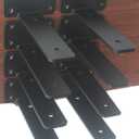 8 Pack - 6 inch Black Hidden L Shelf Bracket (1/5 Inch Thicked) Iron Floating Shelf Brackets Rustic Industrial Metal Brackets for Shelf Support