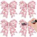 Christmas Snowman Pink Bow Cutouts - 100Pcs Winter Glitter Bow Snowman DIY Paper Cuts Party Decors Bowknot Shape Cutout Bulletin Board for Winter Xmas Birthday Party Classroom Home Decoration