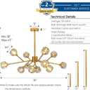 Weesalife Sputnik Chandeliers Modern Crystal Pendant Lighting Gold Chandelier 12 Lights Mid Century Ceiling Light Fixtures for Dining Room Kitchen Island Living Room Bedroom Bar, D36" - 12 Lights