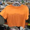 Tankaneo Women Short Sleeve Cropped T-Shirts Crew Neck Loose Crop Tops Summer Casual Drop Shoulder Basic Tees Orange (S)