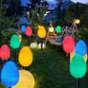 2 Pack Solar Easter Decorations Outdoor Lights,with 8 Modes 12 LED Egg Light,Waterproof Outdoor Solar Lights for Garden Yard Pathway Lawn Grave (Egg)