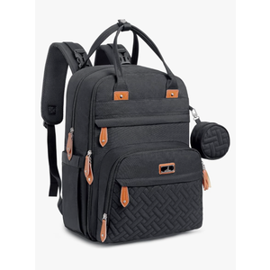 BabbleRoo Diaper Bag Backpack - Baby Essentials Travel Tote - Multi Function Water Resistant Diaper Bag, Travel Essentials Baby Bag with Changing Pad, Stroller Straps & Pacifier Case - Unisex, Black