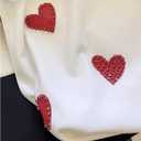 Women's Heart Rhinestone Graphic Tees Short Sleeve Crew Neck Casual T Shirt Tops