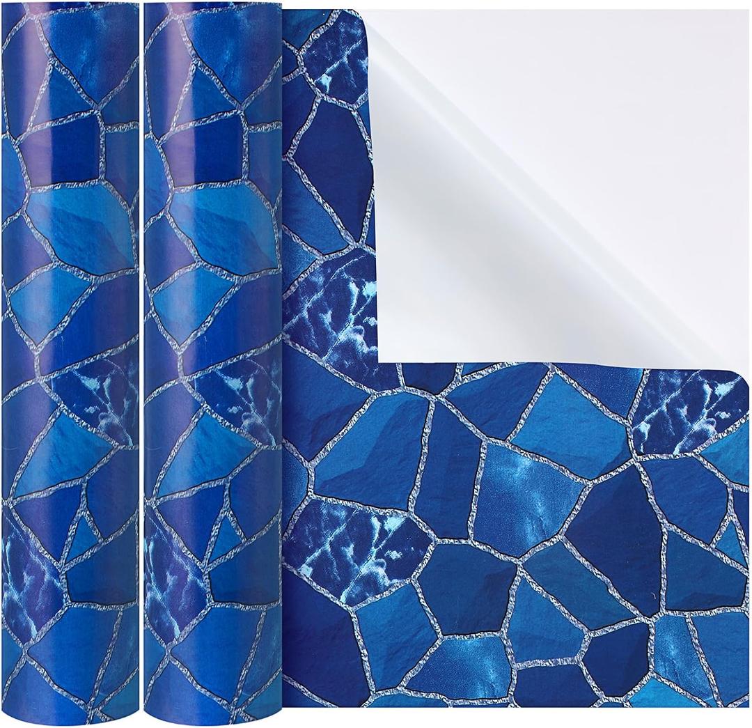 Nuanchu Vinyl Pool Liner Patch Self-Adhesive PVC Repair Patch for Swimming Pools Inflatable Boat(Marble,12 x 80 Inch)