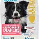 Paw Inspired Disposable Dog Diapers | Female Dog Diapers Ultra Protection | Diapers for Dogs in Heat, Excitable Urination, or Incontinence (12&144 Count) (Large (12 Count))