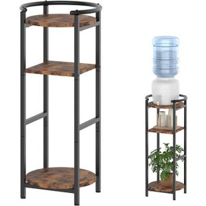 Water Dispenser Stand Wood, (36.5" H-11.8" W) Drink Dispenser Floor Stand, Water Stands for 1-5 Gallon Bottle Dispenser, Water Jug Stand with 2 Round Shelves, Sturdy Water Stand for Living Room