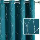 SMILE WEAVER Peacock Blue Blackout Curtains 63 Inch Long for Living Room 2 Panels,Room Darkening Curtain-Grommet Print Design Noise Reducing Thermal Insulated Bedroom Window Drapes