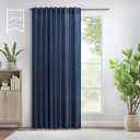 Pitalk 60 Inch Wide Curtains for Living Room 2 Panel Back Tab Pocket Drape Semi Sheer Linen Extra Large Navy Blue Curtain for Home Office Hotel Flat Family Sunroom Width 5 x 9 FT Long 60x108 Dark Blue