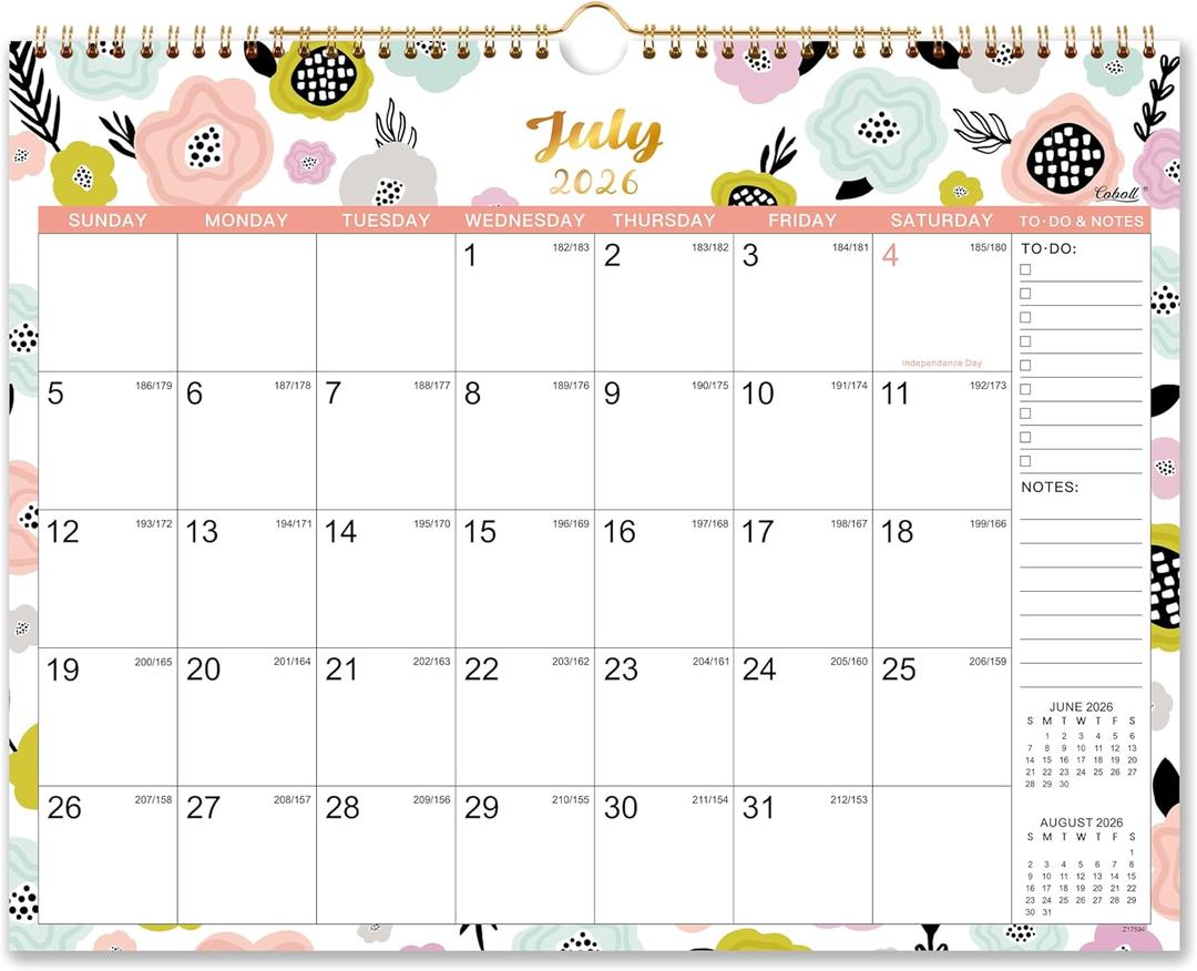 Wall Calendar 2026-2027 - 2026-2027 Calendar from Jul. 2026 to Dec. 2027, 14.75 x 11.5, Monthly Calendars 2026-2027 with Hanging Hole, Large Blocks