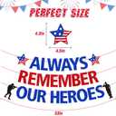 Always Remember Our Heroes Banner Memorial Day Decoration Honor Patriotic Backdrop Thank You to Our Heroes Garland Vaterans Day 4th of July Decor Red White Blue USA Garland