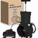 Nilight RV Sewer Valve, Camper Black Tank Gate Valve with 4 Bayonet Prongs Clear Adapter Leakproof Cap Double Odor-Tight Sealing Ring Twist On Waste Valve for RV Sewer Hose Fittings Replacement Black
