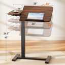 COMHOMA Tiltable Mobile Small Standing Desk, Pneumatic Adjustable Height Overbed Bedside Table with Wheels, Sit Stand Portable Rolling Laptop Desk Computer Workstations, Walnut, 28" W x 16" L x 26.5" H