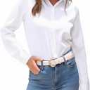 Jonivey Womens Long Sleeve Button Down Stretch Dress Shirt Soft Wrinkle Free Work Casual Business Office Blouse (Small, 01white)