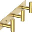 VAEHOLD Hat and Coat Wall Mount Rack - Hooks for Robes, Bags, Keys, and Towels - Bathroom Towel Hanger Organizer (Gold, T Shape 3 Hooks 1 Pack)