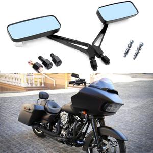 8mm/10mm Black Motorcycle Rectangle Handlebar Rearview Mirrors Compatible with Harley Street Glide Road King Softail Sportster Iron 883 XL1200 Chopper Softail