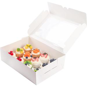 YunKo 15 Pack Dozen Cupcake Boxes White Cupcake Containers with Window Fit 12 Cupcakes or Muffins
