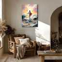 KYHDCJUB Jesus Walking On Water Wall Art Christian Spiritual Painting Wall Decor Jesus Christian Picture Prints Religious Prints Artwork for Living Room Bedroom Church Decor 12x16 Inch Ready to Hang