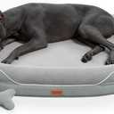 CWAWZ XXL Orthopedic Dog Bed, 53 in. Dog Bed for Large Sized Dogs with Full-Surround Bolsters, Dual-Sided Dog Cooling Beds with Memory Foam, Washable Pet Sofa Couch with Nonslip Bottom, Light Grey