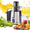 1000W 5-SPEED LCD Screen Centrifugal Juicer Machines Vegetable and Fruit, Healnitor Juice Extractor with Big Adjustable 3" Wide Chute, Easy Clean, BPA-Free, High Juice Yield, Silver