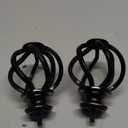 KAMANINA Replacement Finials for 1 or 7/8 Inch Curtain rods, Twisted Cage, M6 Screw Rod Finials, Black, 2pcs