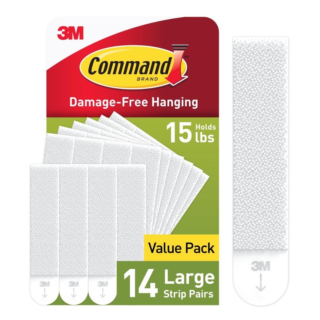 Command Large Picture Hanging Strips, White, Holds up to 16 lbs, 14-Pairs, Easy to Open Packaging