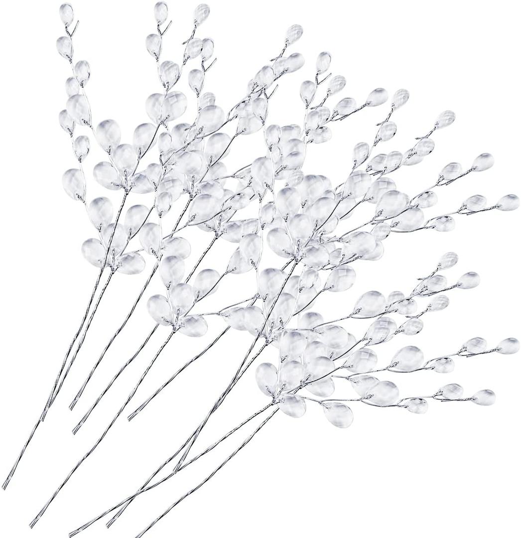 50PCS Stems Artificial Bouquet DIY Crafts Acrylic Bead Drops Flower Branches Bead Sprays for Wedding DIY Crafts