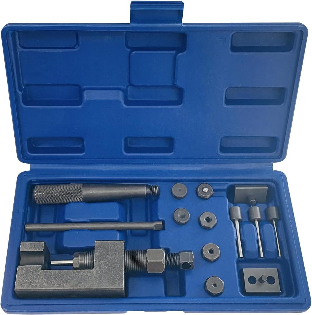 Motorcycle Chain Breaker Set, 16-Piece Chain Removal Tool Chain Cutter and Riveter Kit for Motorcycle ATV Bike Cam & 25 to 930 Chains