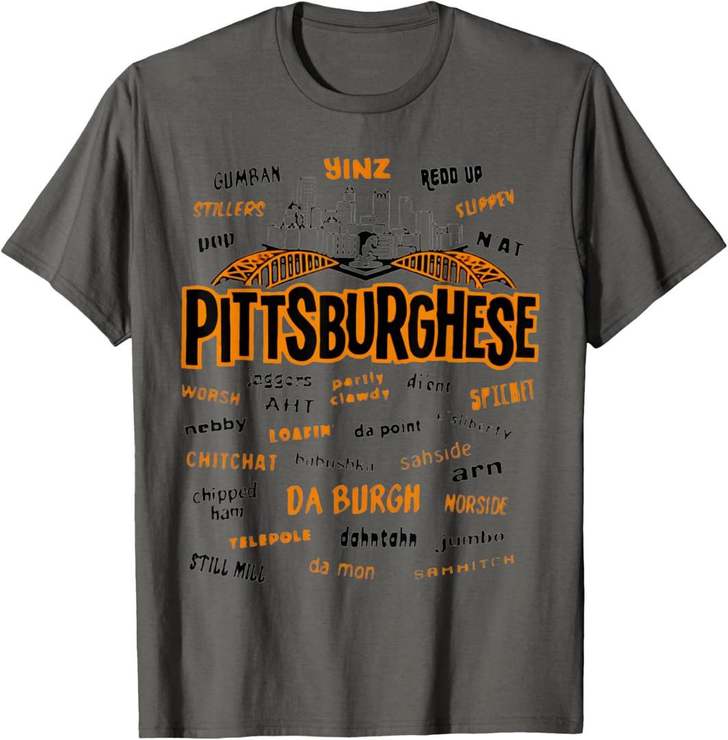 Rare Pittsburghese Adult Unisex X-Small Grey Cotton Polyester T-Shirt