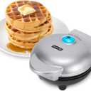Dash Mini Waffle Maker- Compact Electric Iron for Creative Homemade Treats - PTFE nonstick surface - Easy-to-Clean - Perfect for Kids & Families - Silver (4 Inch)