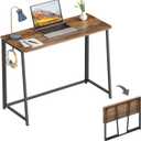 WOHOMO Folding Desk, Small Writing Desk 39.4", Space-Saving Foldable Laptop Table Writing Workstation for Home Office, Easy Assembly, Rustic Walnut