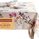 Maison d' Hermine Table Cloth Rectangle Table 100% Cotton 70 x 90 Inches Fall Tablecloth Reusable Everyday Use for Thanksgiving Christmas Decorations Dining Farmhouse Party (Equinoxe - Beige)