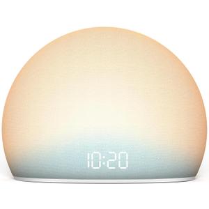 HOUSBAY Sunrise Alarm Clock, White Noise Sound Machine for Bedroom | Natural Wake-Up Light with Gentle Alarm Sounds, 20 Soothing Sleep Aids, Dimmable Display, Screen-Free Design - Blue