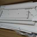 PRAISUN 53" L Shaped Computer Desk, Power Outlets, Monitor Stand, White