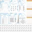 Estune 331 Pcs Bridal Shower Games Supplies, 5 Sets 250 Pcs Wedding Cards 1 Bridal Shower Games with 60 Rings and 20 Pencils (Blue Bow)