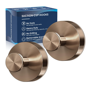 MOTAIPEAK Suction Cup Hooks for Shower,2Pcs Shower Towel Suction Hooks,No Drill Towel Hooks for Bathroom Wall,Kitchen,Glass,Mirror,Tile to Hang Towels,Robes,LoofahChampagne Bronze