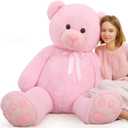 Tezituor Giant Teddy Bear 5 Feet Tall - Pink Life Size Stuffed Animals 59" - Fluffy Huge Plush with Footprints - Valentines Gift for Girlfriend