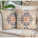 BUAEL Boho Throw Pillow Covers 24x24 inch Set of 2,Boho Vintage Carpet Pattern Antique Ethnic Decor Double Sided Pattern Cushion Cover Soft Pillow Case Living Sofa Room Bed Square Pillow Cover