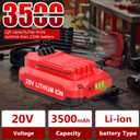 Powilling 2Pack 20V 3.5Ah Replacement for Craftsman 20V Battery V20 Lithium Battery and Charger Kit for CMCB204 CMCB205 CMCB206 CMCB201 CMCB124+ CMCB104 Craftsman 20 Volt Charger