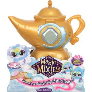 Magic Mixies Magic Genie Lamp with Interactive 8" Blue Plush Toy and 60+ Sounds & Reactions. Unlock a Magic Ring and Reveal a Blue Genie from The Real Misting Lamp. Gifts for Kids, Ages 5+