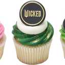 Wicked Cupcake Rings With Glinda And Elphaba, 24 Cupcake Toppers For Cakes, Birthday's, Celebrations, Food Safe Cake Decorations - 24 Pack