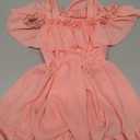 AGQT Toddler Girls Floral Print Dress Chiffon Off Shouler Casual Dress Ruffle Hem Tunic Dress Size 1-8T