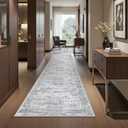 Long Bathroom Rugs Runner - Washable Runner Rugs for Hallway 2x10, Ultra-Thin Soft Kitchen Carpet Runner, Anti Slip Backing Runner Rugs for Entrance, Bedroom, Living Room(2'x10', Grey/Ivory)