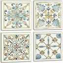 Canvas Prints 4pcs Vintage Picture Paintings Bathroom Wall Art Abstract Pattern Wall Decor for Bedroom Kitchen Office Home Artwork Decoration Ready to Hang 12"x 12"