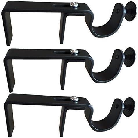 NoNo Bracket - Outside Mounted Blinds No Drill Curtain Rod Bracket Attachment Set of 3 (Black) No Drill Curtain Bracket