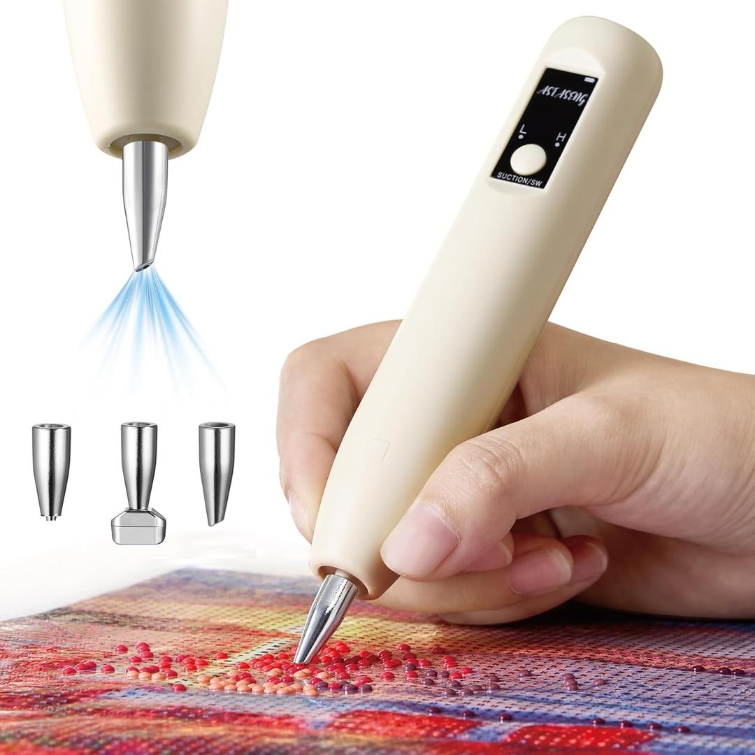 Electric Diamond Painting Pen - Cordless Diamond Art Pen Low-Noise Wax-Free, Rechargeable 3-Speed, Portable Diamond Art Accessories for Crafts Lovers